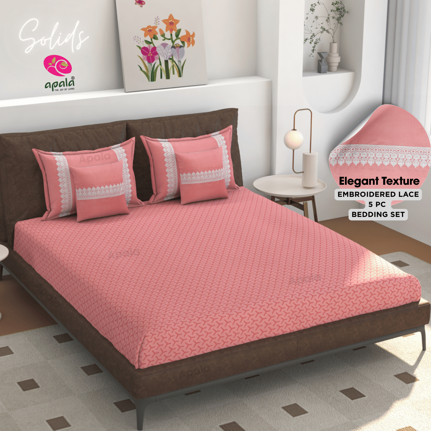     			Apala Microfiber 1 Double Bedsheet with 2 Pillow Covers ( Peach )
