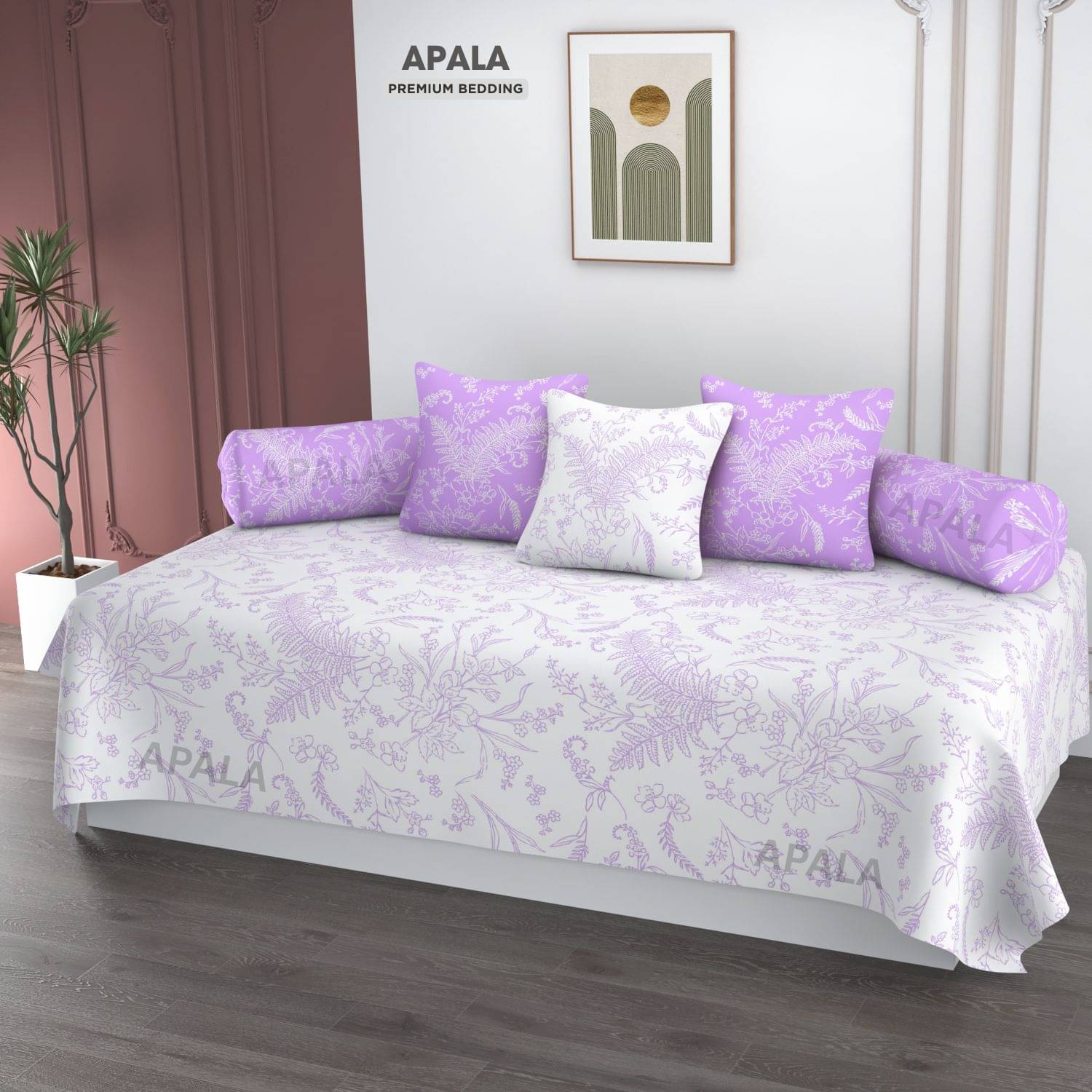 Apala Microfibre Floral Diwan Set 6 Pcs - Multi Apala Microfibre Floral Diwan Set 6 Pcs - Multi