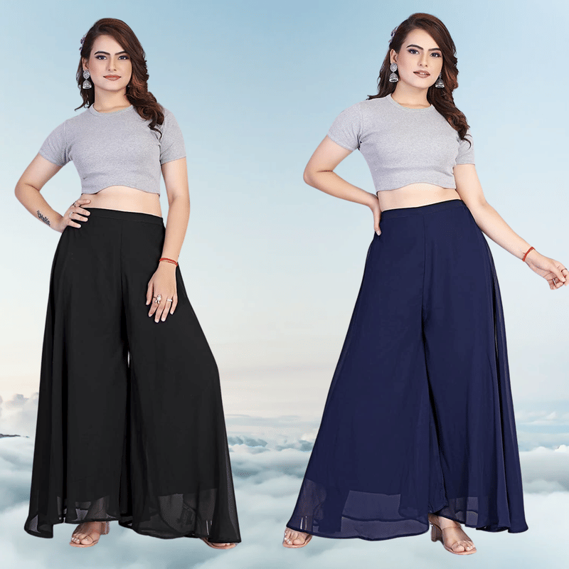     			BHAGYASHRAY Women Georgette Palazzo ( Blue )