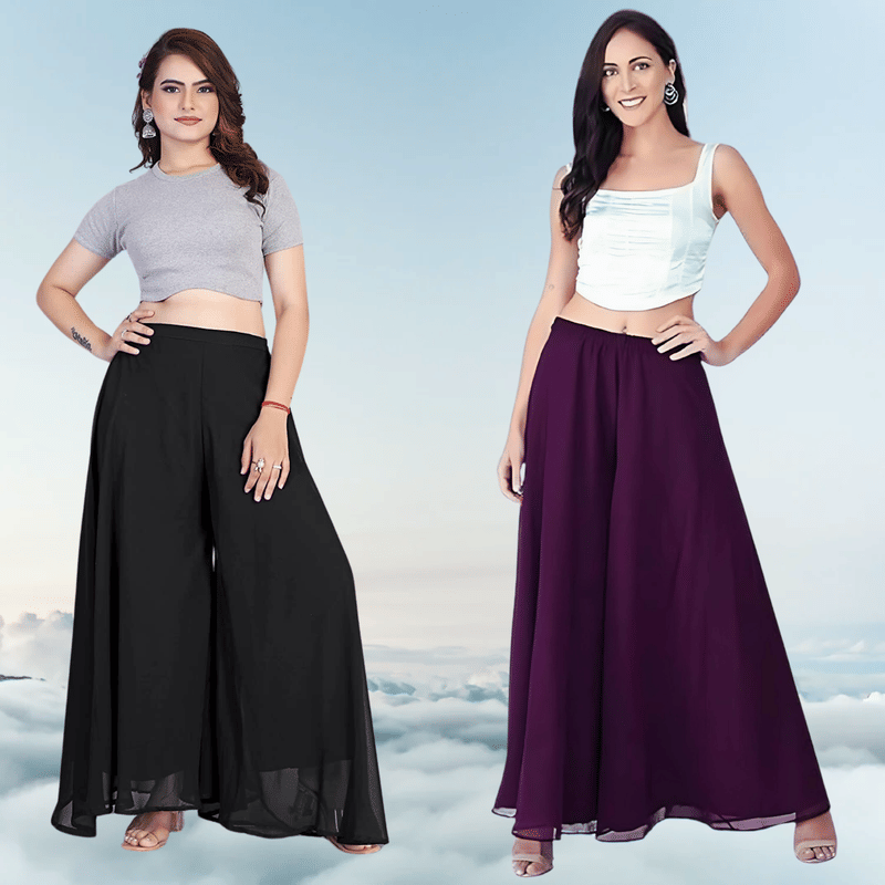     			BHAGYASHRAY Women Georgette Palazzo ( Wine )