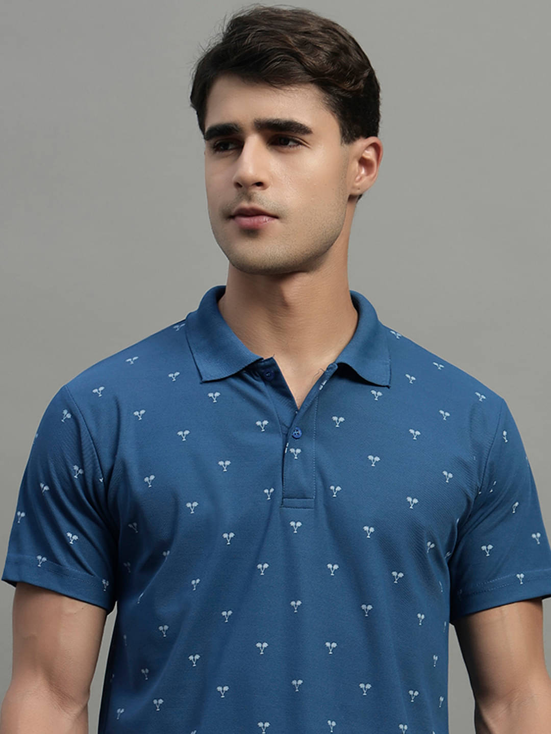     			BLISS BOYS Men Cotton Blend Regular Fit Printed Polo T Shirt ( Blue )
