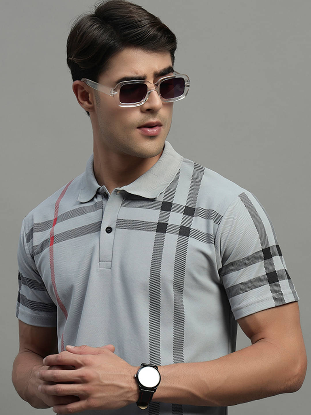     			BLISS BOYS Men Cotton Blend Regular Fit Printed Polo T Shirt ( Grey Melange )