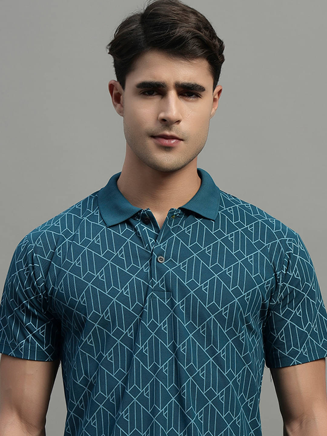     			BLISS BOYS Men Cotton Blend Regular Fit Printed Polo T Shirt ( Teal Blue )