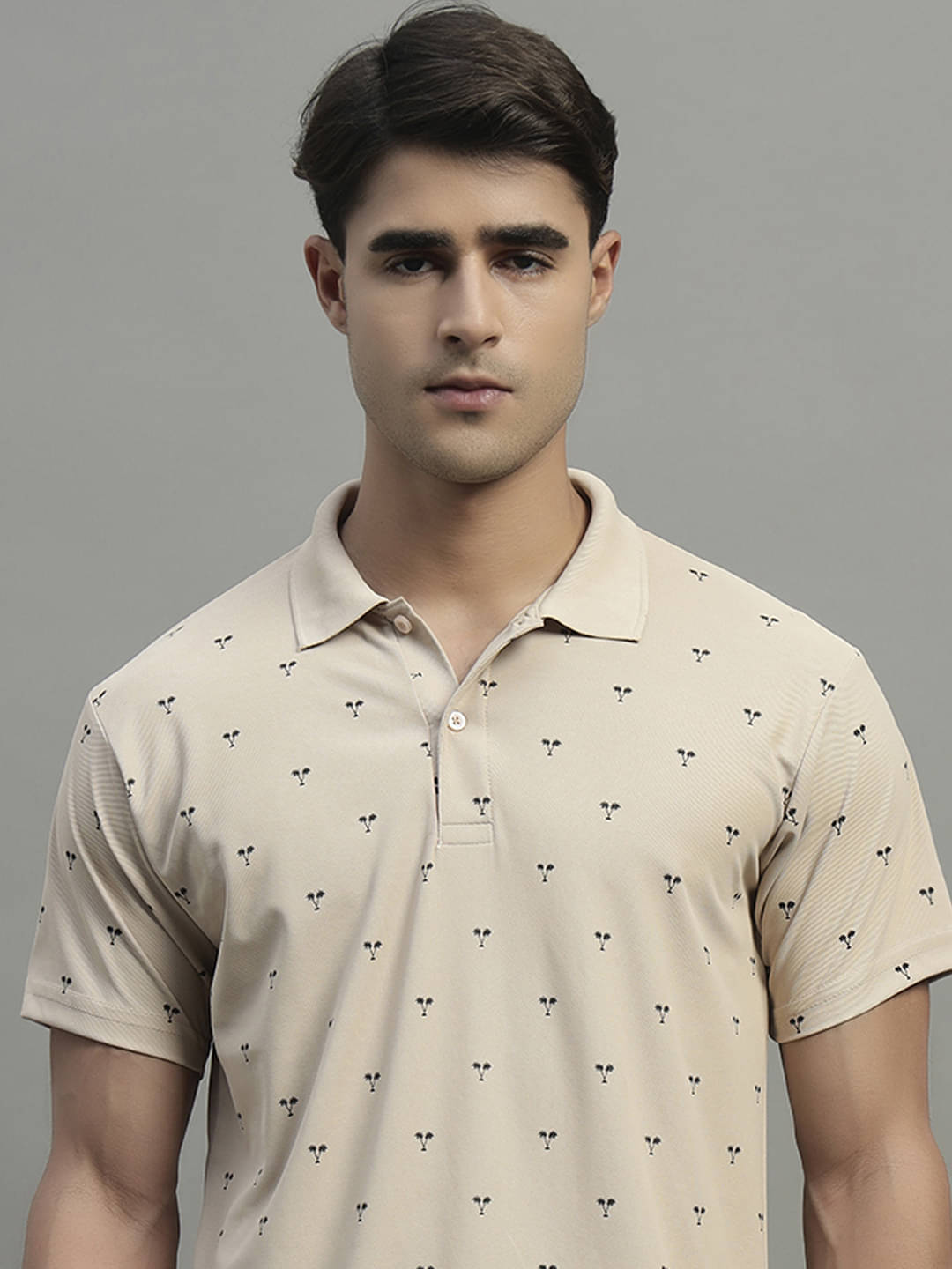 BLISS BOYS Men Cotton Blend Regular Fit Printed Polo T Shirt ( Beige ) BLISS BOYS Men Cotton Blend Regular Fit Printed Polo T Shirt ( Beige )
