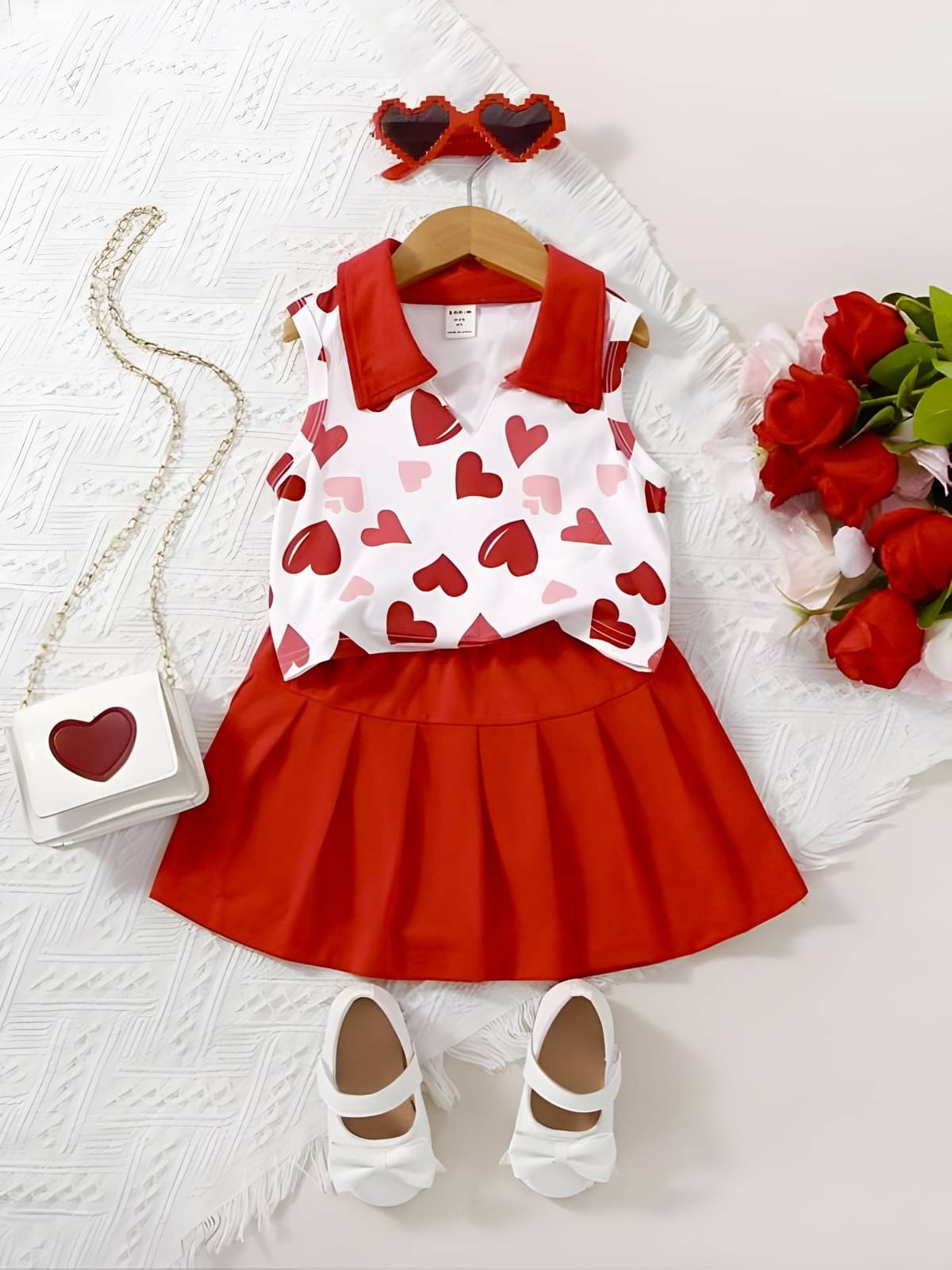     			BULBUL DRESSES Pack of 1 Girls Hosiery T-shirt & Skirt ( Red )