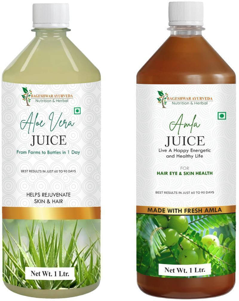     			Bageshwar Ayurveda Aloevera Juice & Amla Juice (Pack of 2)