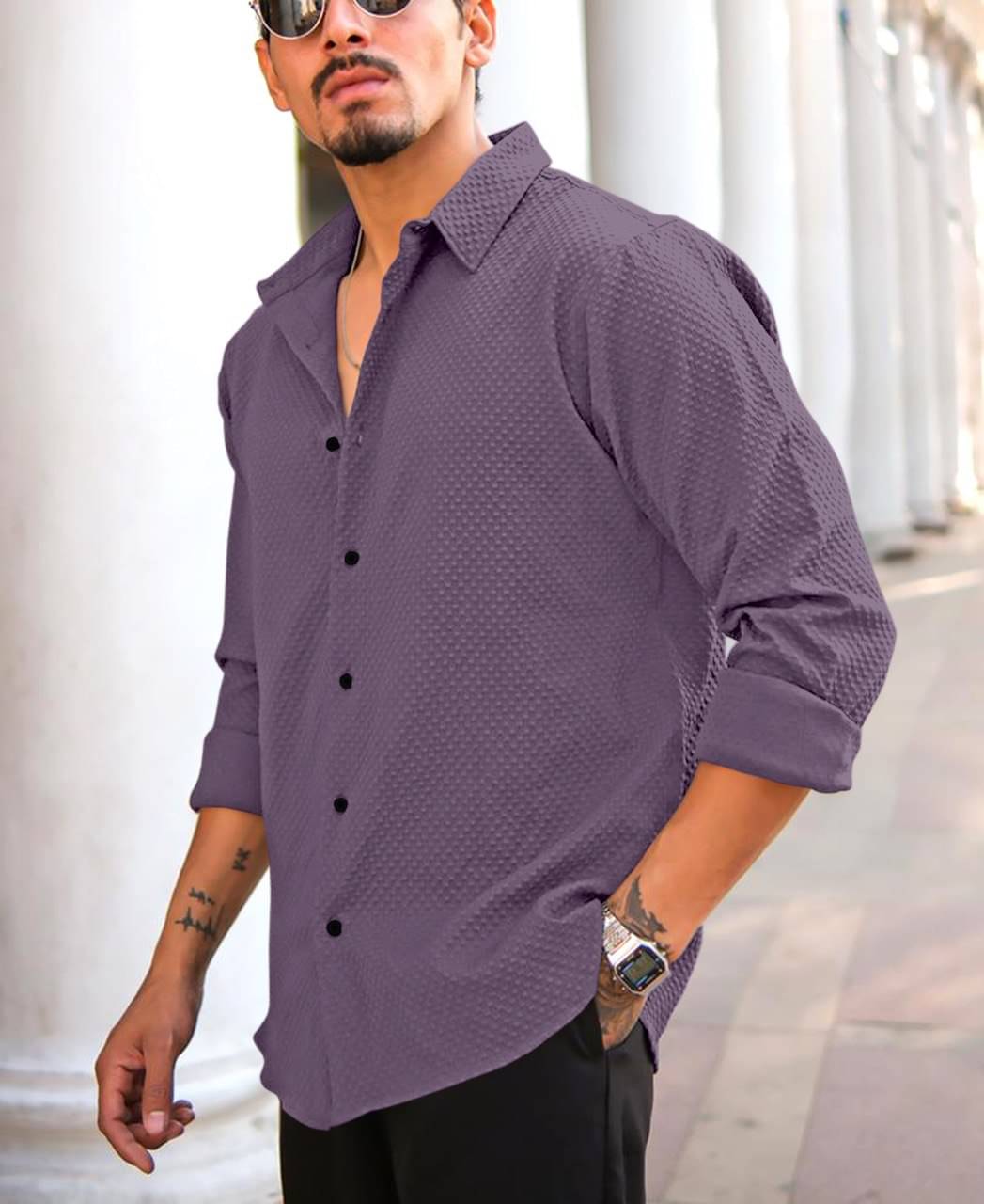 Bombay Begum Poly Cotton Regular Fit Solids Full Sleeves Men's Casual Shirt - Purple ( Pack of 1 ) Bombay Begum Poly Cotton Regular Fit Solids Full Sleeves Men's Casual Shirt - Purple ( Pack of 1 )