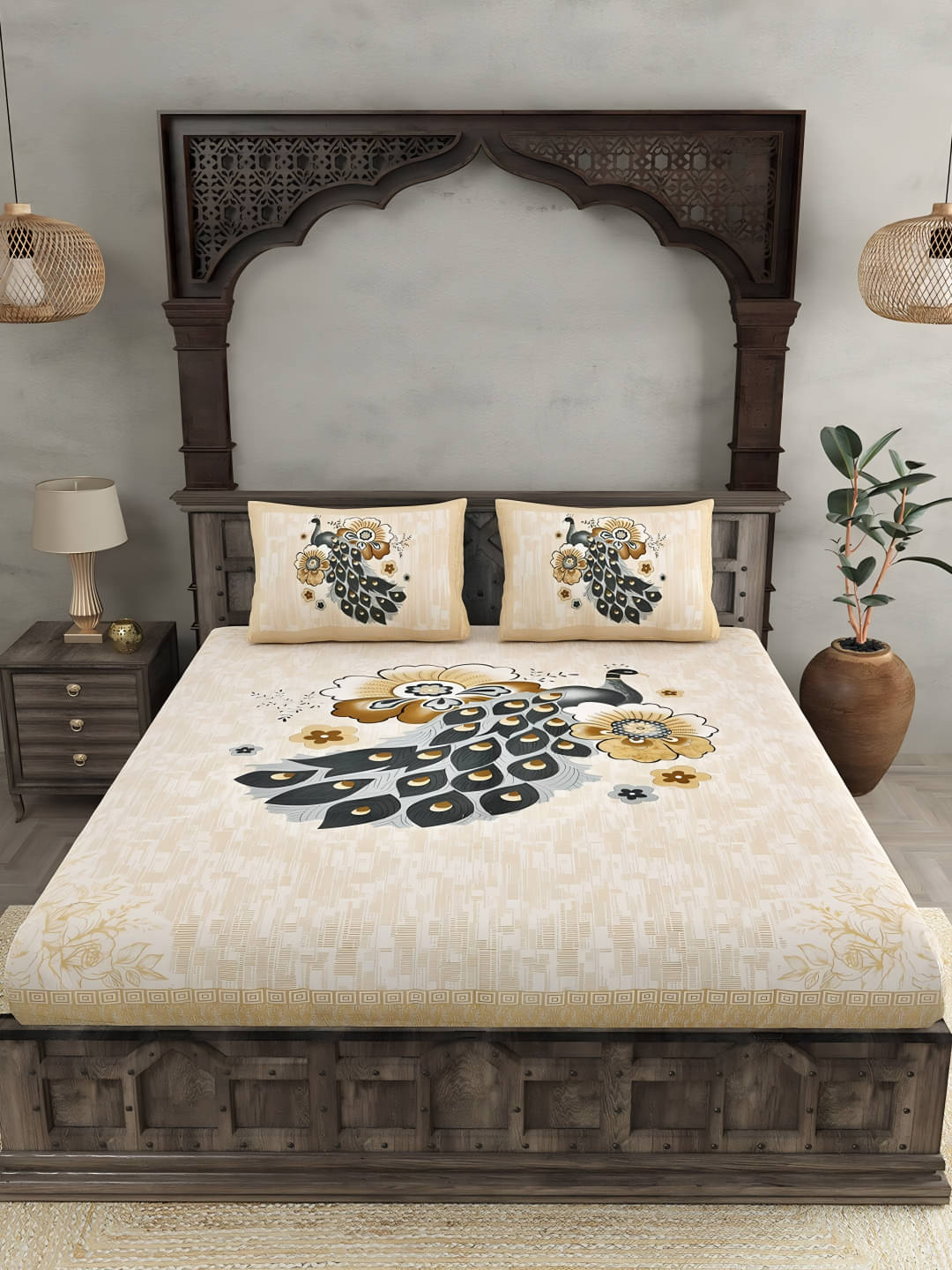 Bombay Spreads Cotton 1 Double King Bedsheet with 2 Pillow Covers ( Mustard )     			Bombay Spreads Cotton 1 Double King Bedsheet with 2 Pillow Covers ( Mustard )
