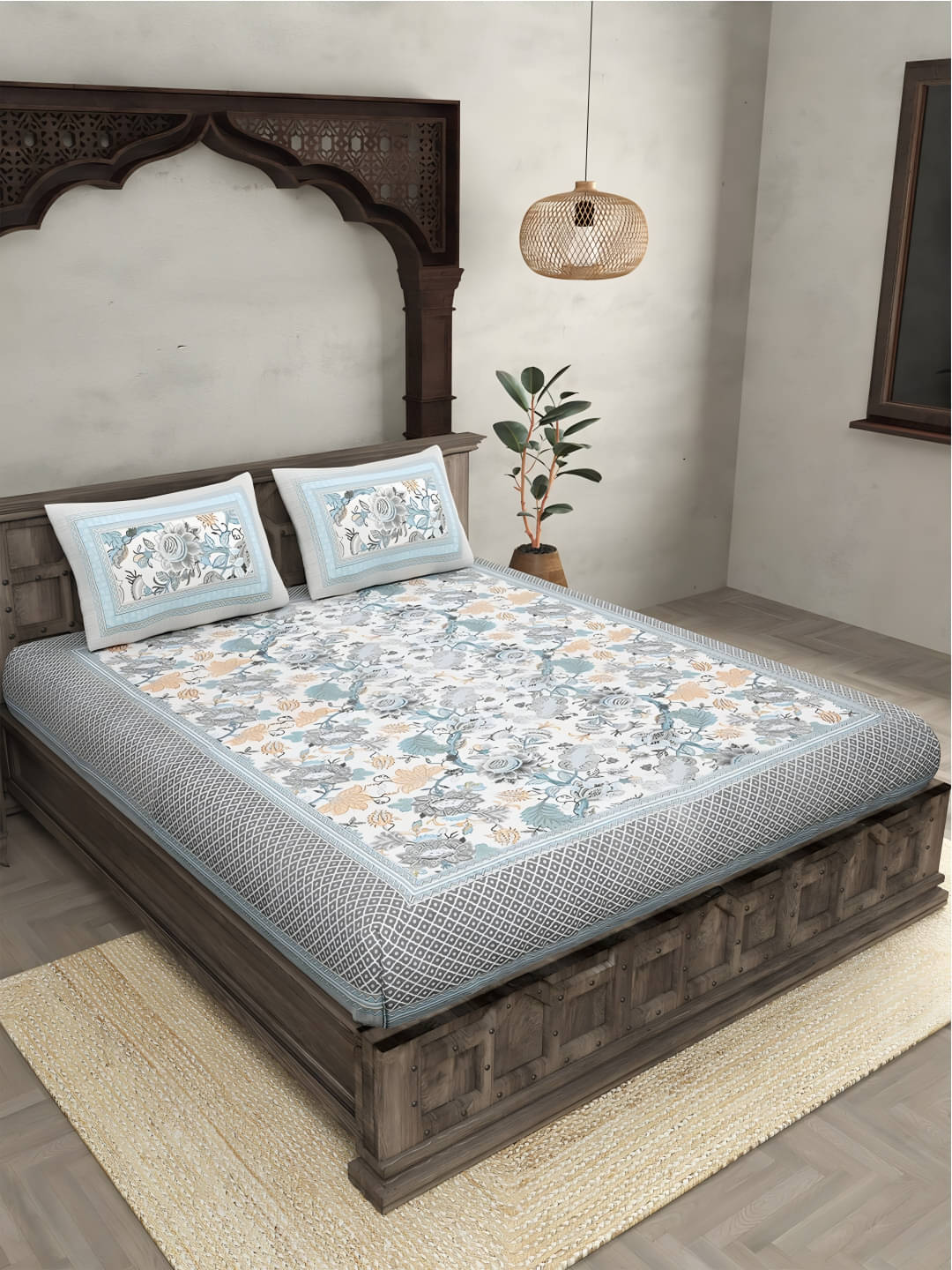     			Bombay Spreads Cotton 1 Double King Bedsheet with 2 Pillow Covers ( Grey )
