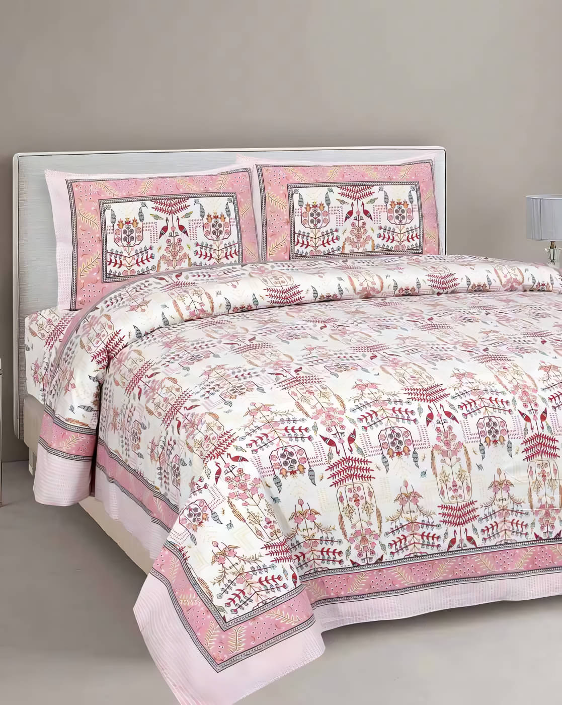     			Bombay Spreads Cotton 1 Double King Bedsheet with 2 Pillow Covers ( Pink )