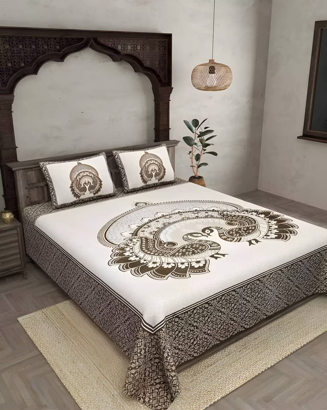 Bombay Spreads Cotton 1 Double King Bedsheet with 2 Pillow Covers ( Brown ) Bombay Spreads Cotton 1 Double King Bedsheet with 2 Pillow Covers ( Brown )