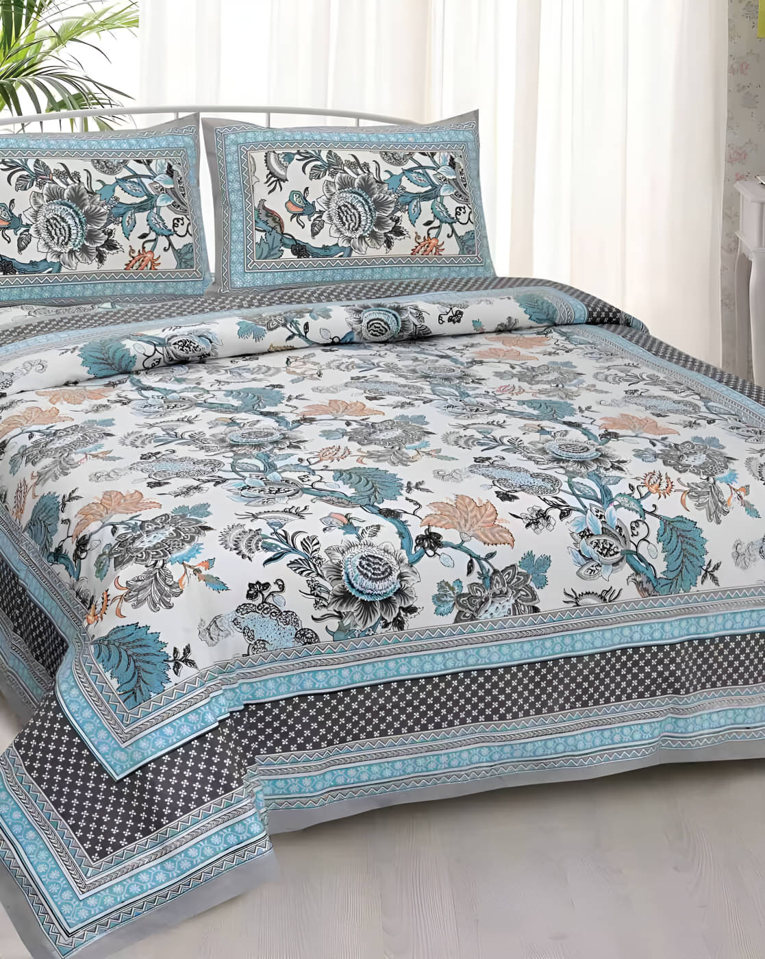 Bombay Spreads Cotton 1 Double King Bedsheet with 2 Pillow Covers ( Gray )     			Bombay Spreads Cotton 1 Double King Bedsheet with 2 Pillow Covers ( Gray )