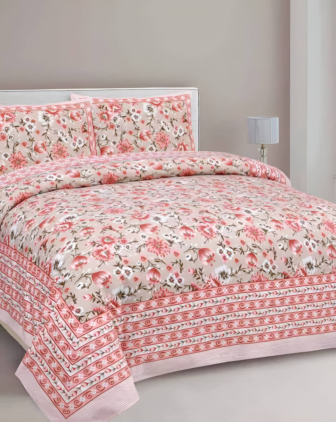 Bombay Spreads Cotton 1 Double King Bedsheet with 2 Pillow Covers ( Peach ) Bombay Spreads Cotton 1 Double King Bedsheet with 2 Pillow Covers ( Peach )