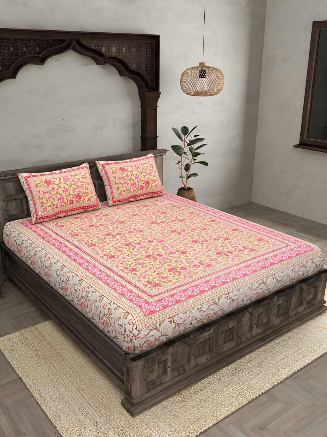 Bombay Spreads Cotton 1 Double King Bedsheet with 2 Pillow Covers ( Pink )     			Bombay Spreads Cotton 1 Double King Bedsheet with 2 Pillow Covers ( Pink )