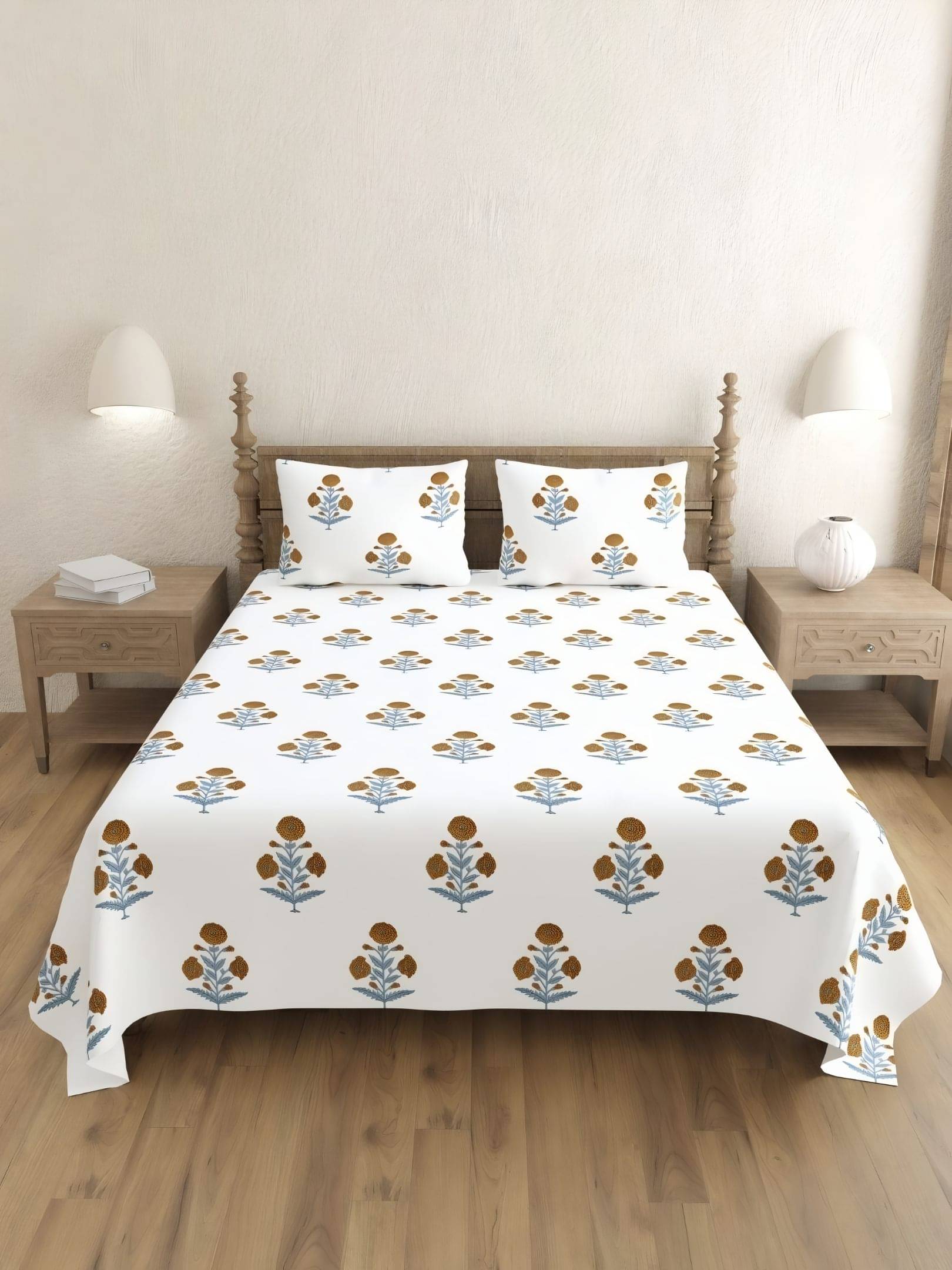 Bombay Spreads Cotton 1 Double King Bedsheet with 2 Pillow Covers ( Mustard )     			Bombay Spreads Cotton 1 Double King Bedsheet with 2 Pillow Covers ( Mustard )