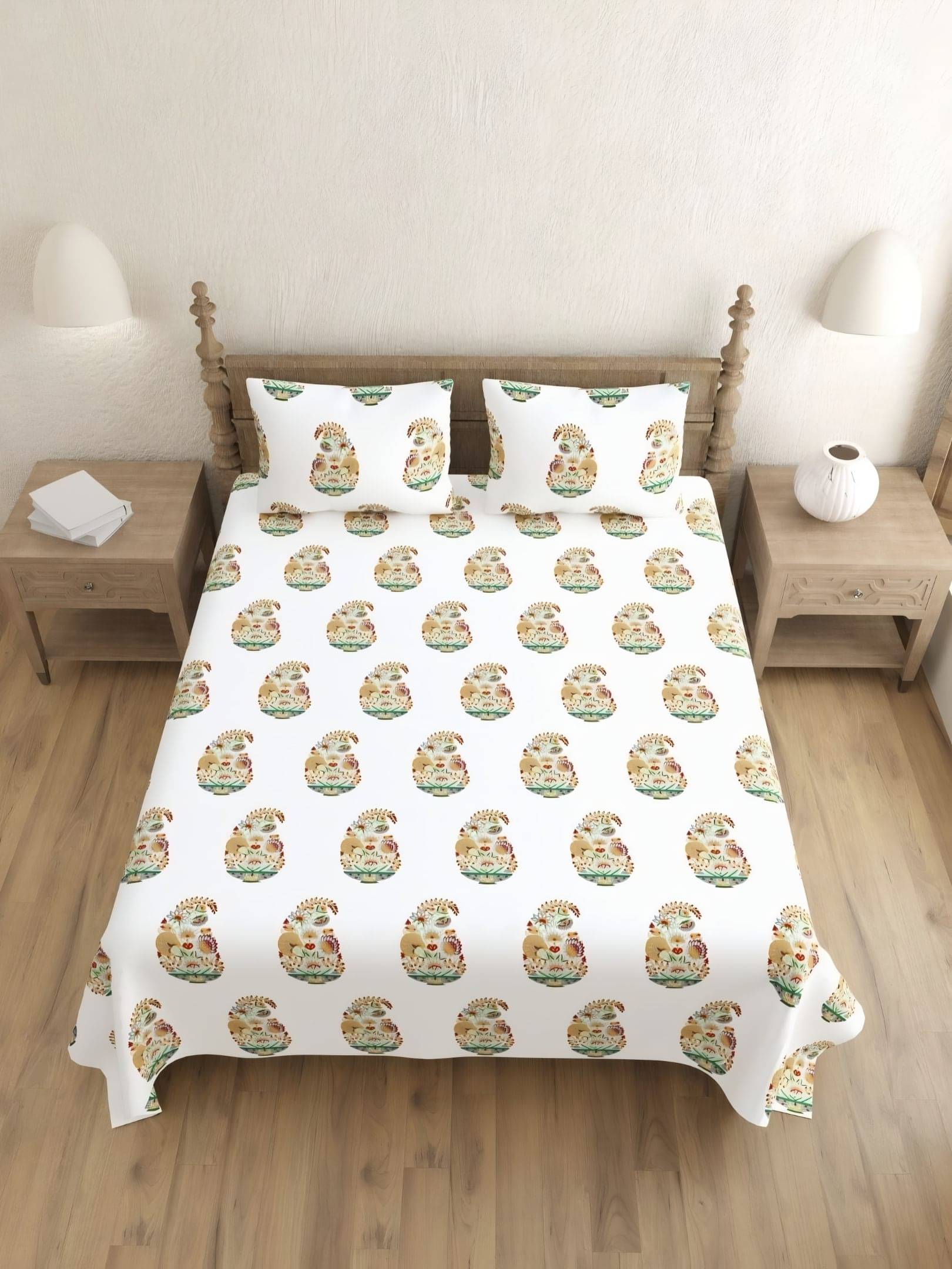 Bombay Spreads Cotton 1 Double King Bedsheet with 2 Pillow Covers ( Turquoise ) Bombay Spreads Cotton 1 Double King Bedsheet with 2 Pillow Covers ( Turquoise )