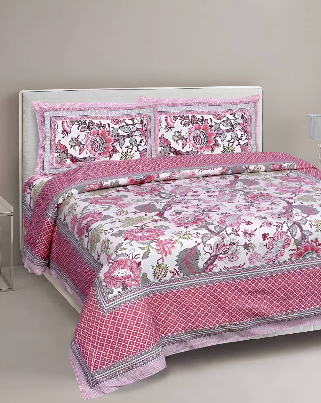     			Bombay Spreads Cotton 1 Double King Bedsheet with 2 Pillow Covers ( Pink )