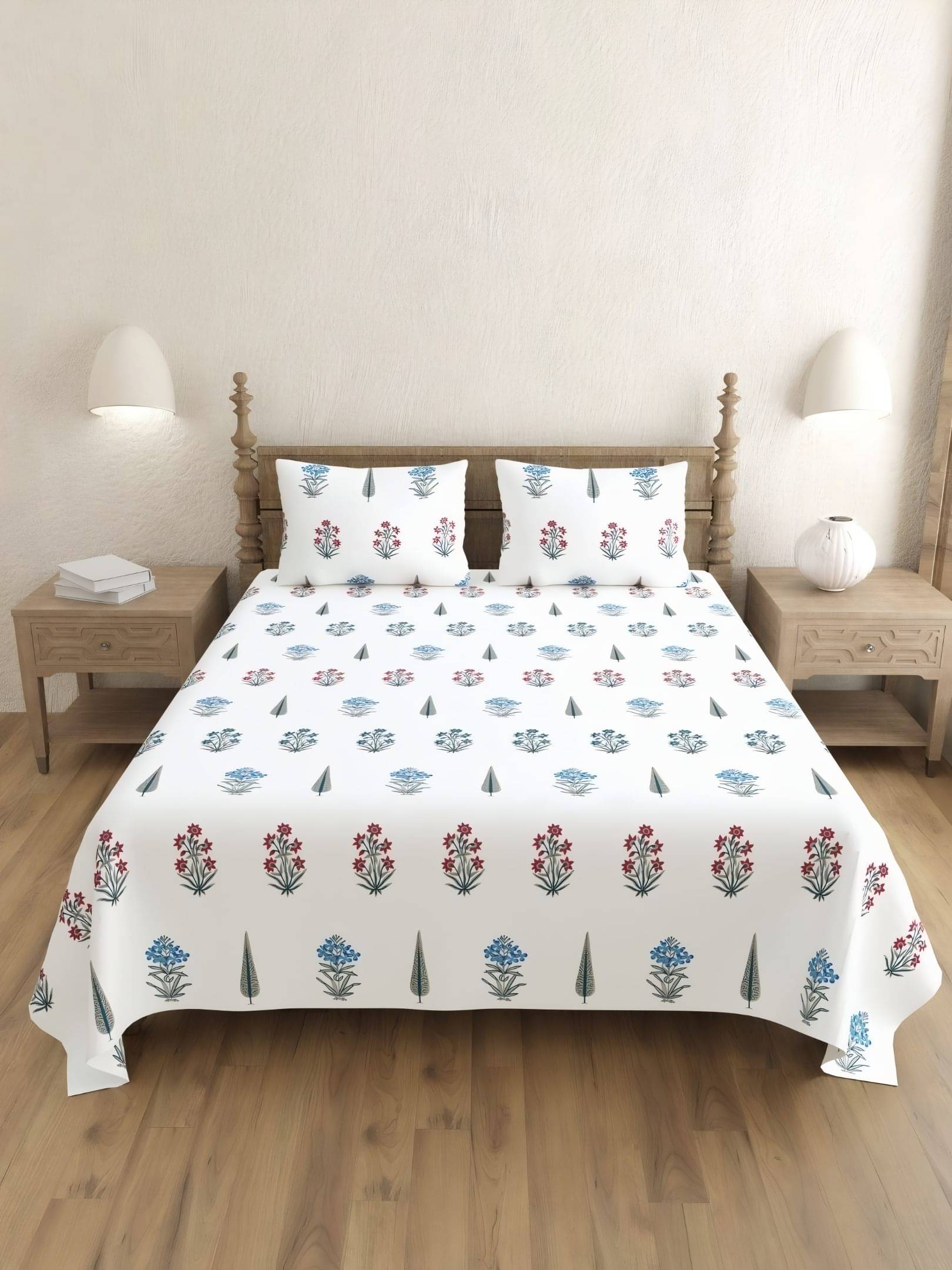 Bombay Spreads Cotton 1 Double King Bedsheet with 2 Pillow Covers ( Blue ) Bombay Spreads Cotton 1 Double King Bedsheet with 2 Pillow Covers ( Blue )