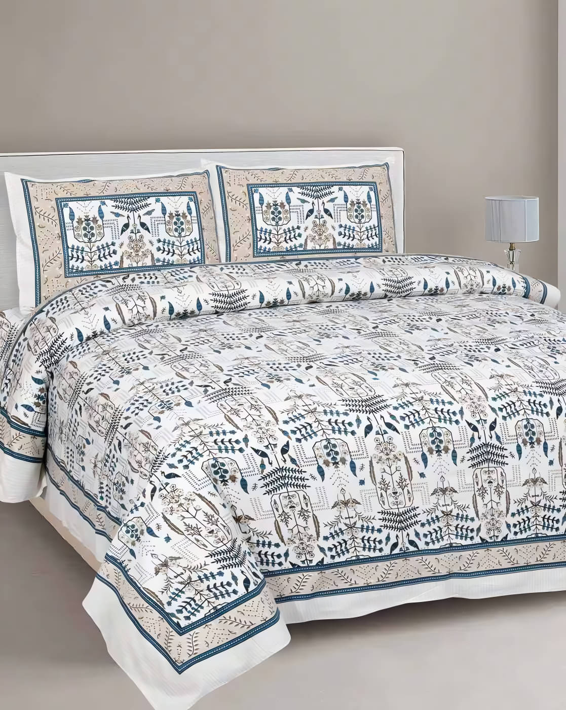     			Bombay Spreads Cotton 1 Double King Bedsheet with 2 Pillow Covers ( Blue )