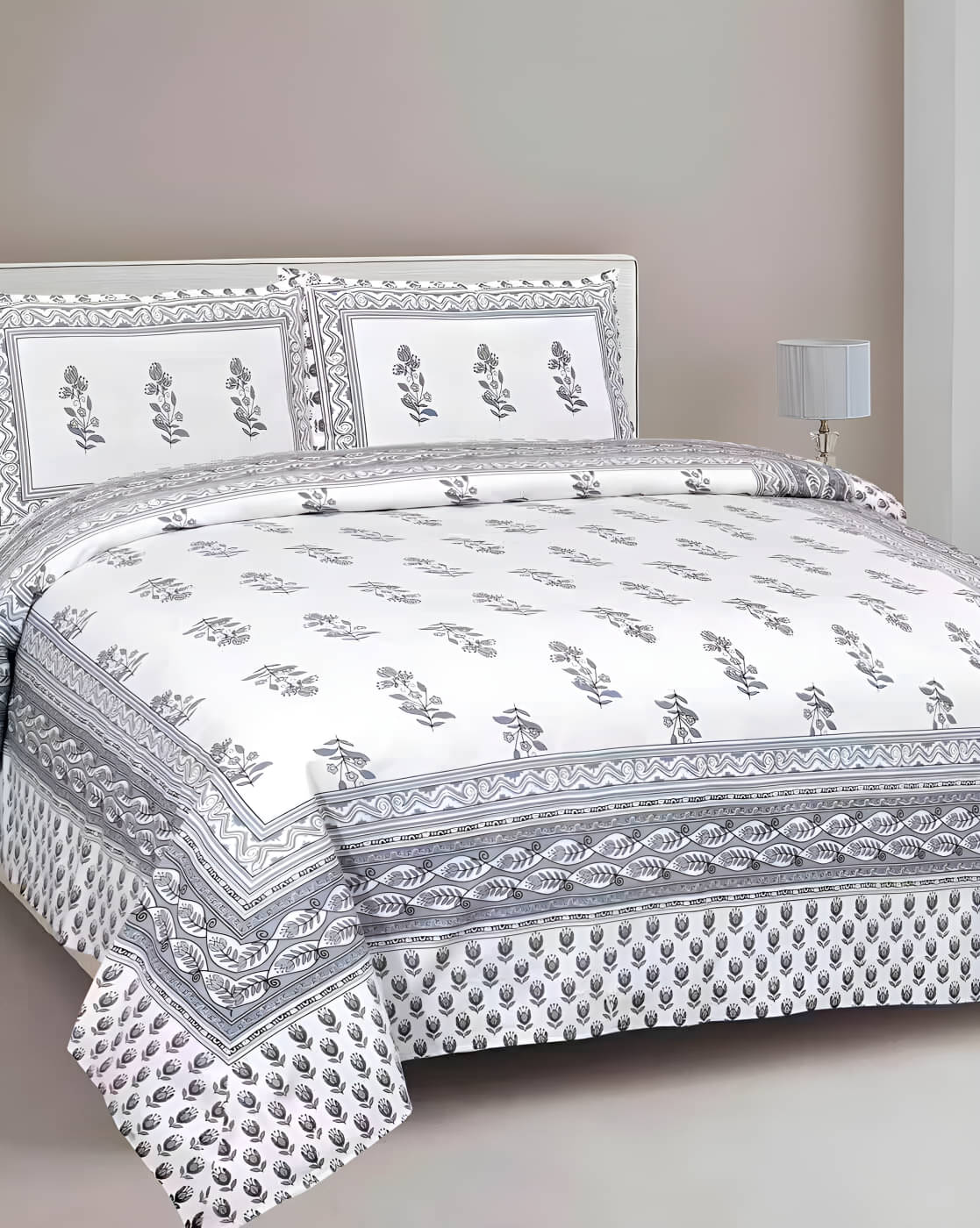     			Bombay Spreads Cotton 1 Double King Bedsheet with 2 Pillow Covers ( Gray )