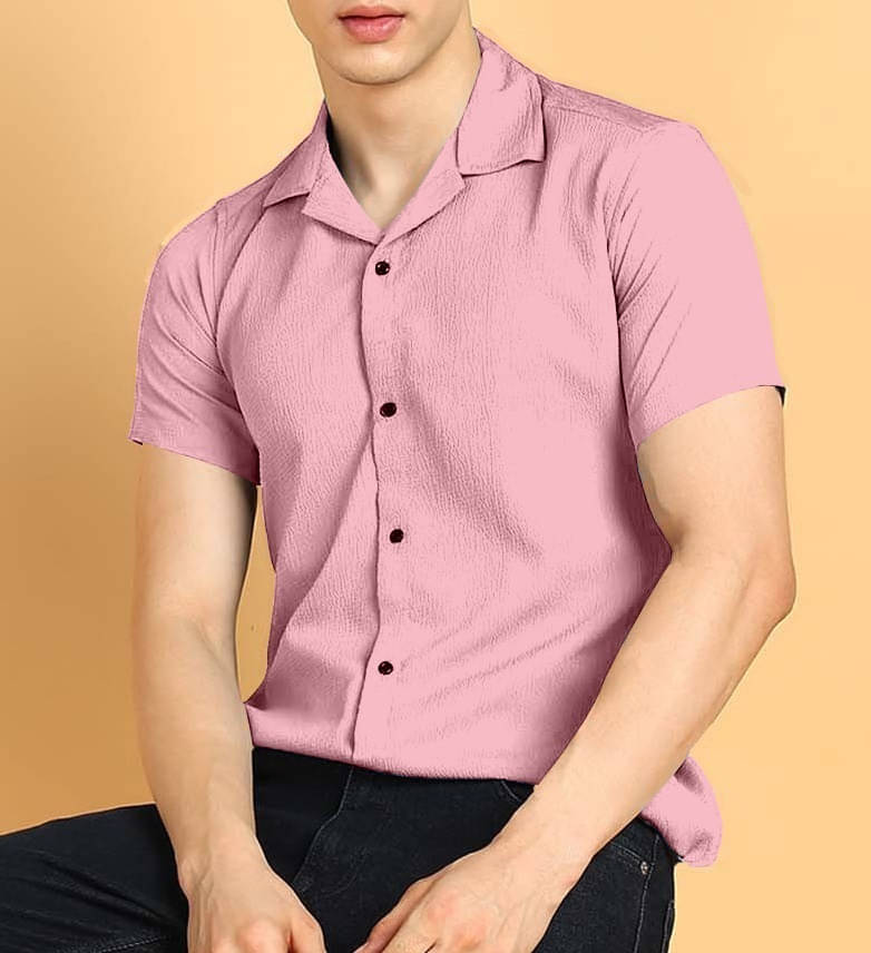 COMBRAIDED Cotton Blend Regular Fit Solids Half Sleeves Men's Casual Shirt - Pink ( Pack of 1 ) COMBRAIDED Cotton Blend Regular Fit Solids Half Sleeves Men's Casual Shirt - Pink ( Pack of 1 )