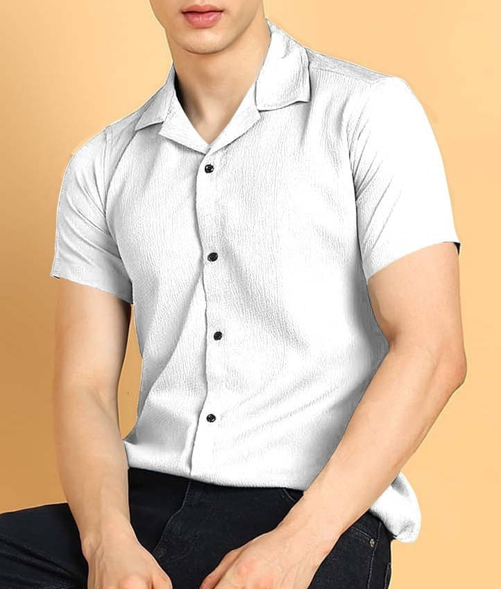     			COMBRAIDED Cotton Blend Regular Fit Solids Half Sleeves Men's Casual Shirt - White ( Pack of 1 )