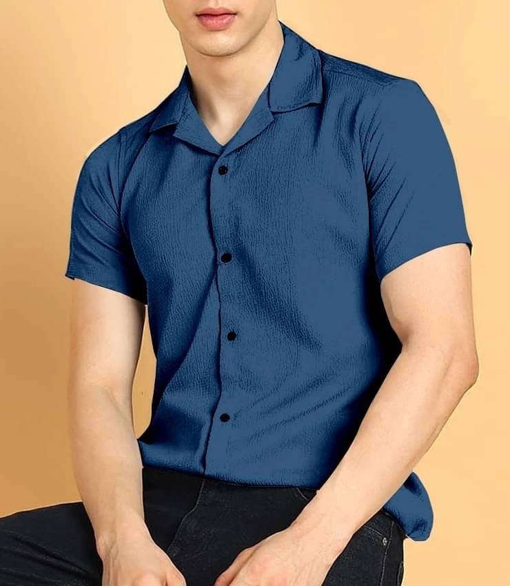 COMBRAIDED Cotton Blend Regular Fit Solids Half Sleeves Men's Casual Shirt - Blue ( Pack of 1 ) COMBRAIDED Cotton Blend Regular Fit Solids Half Sleeves Men's Casual Shirt - Blue ( Pack of 1 )