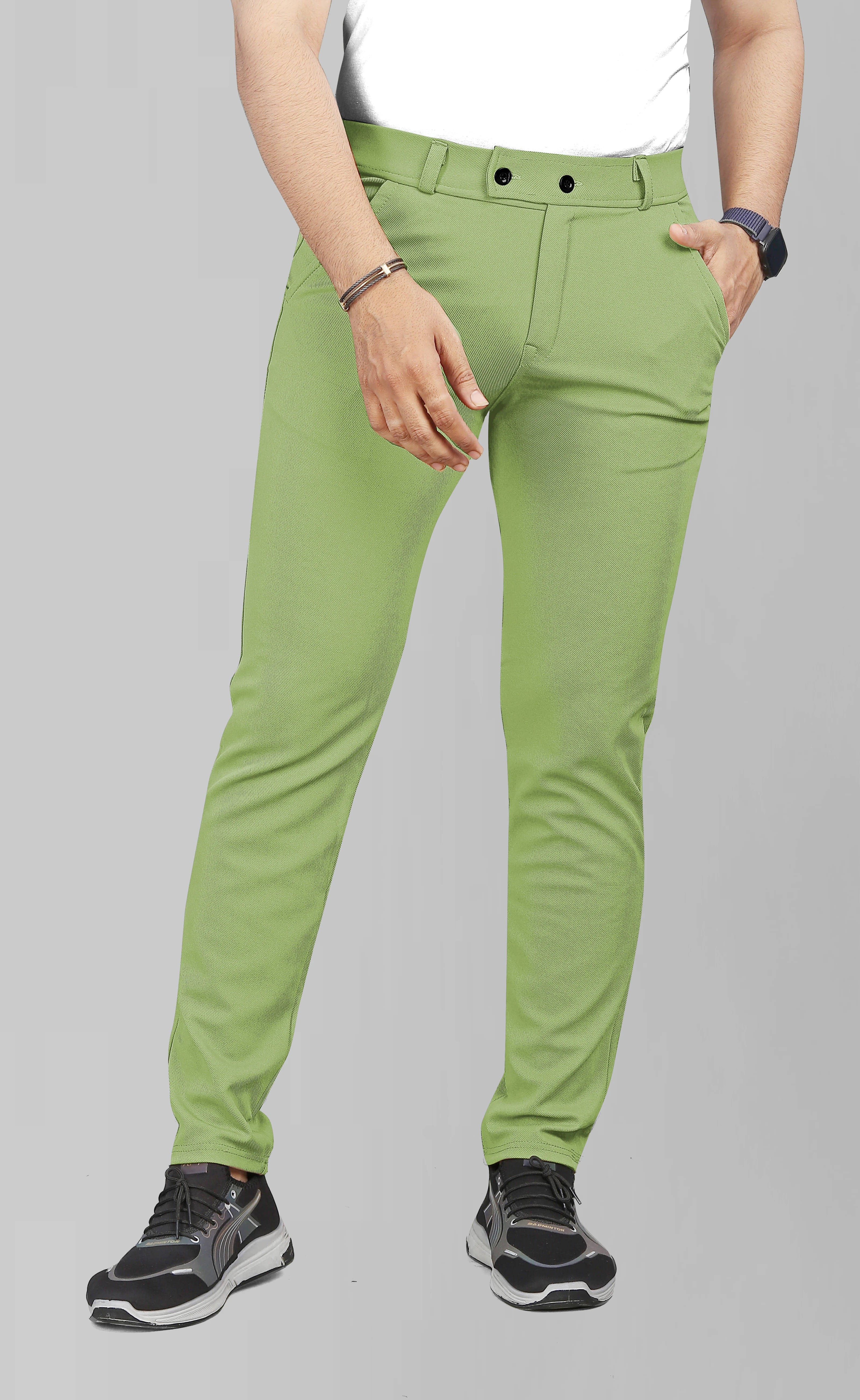     			COMBRAIDED Slim Flat Men's Trouser - Green ( Pack of 1 )