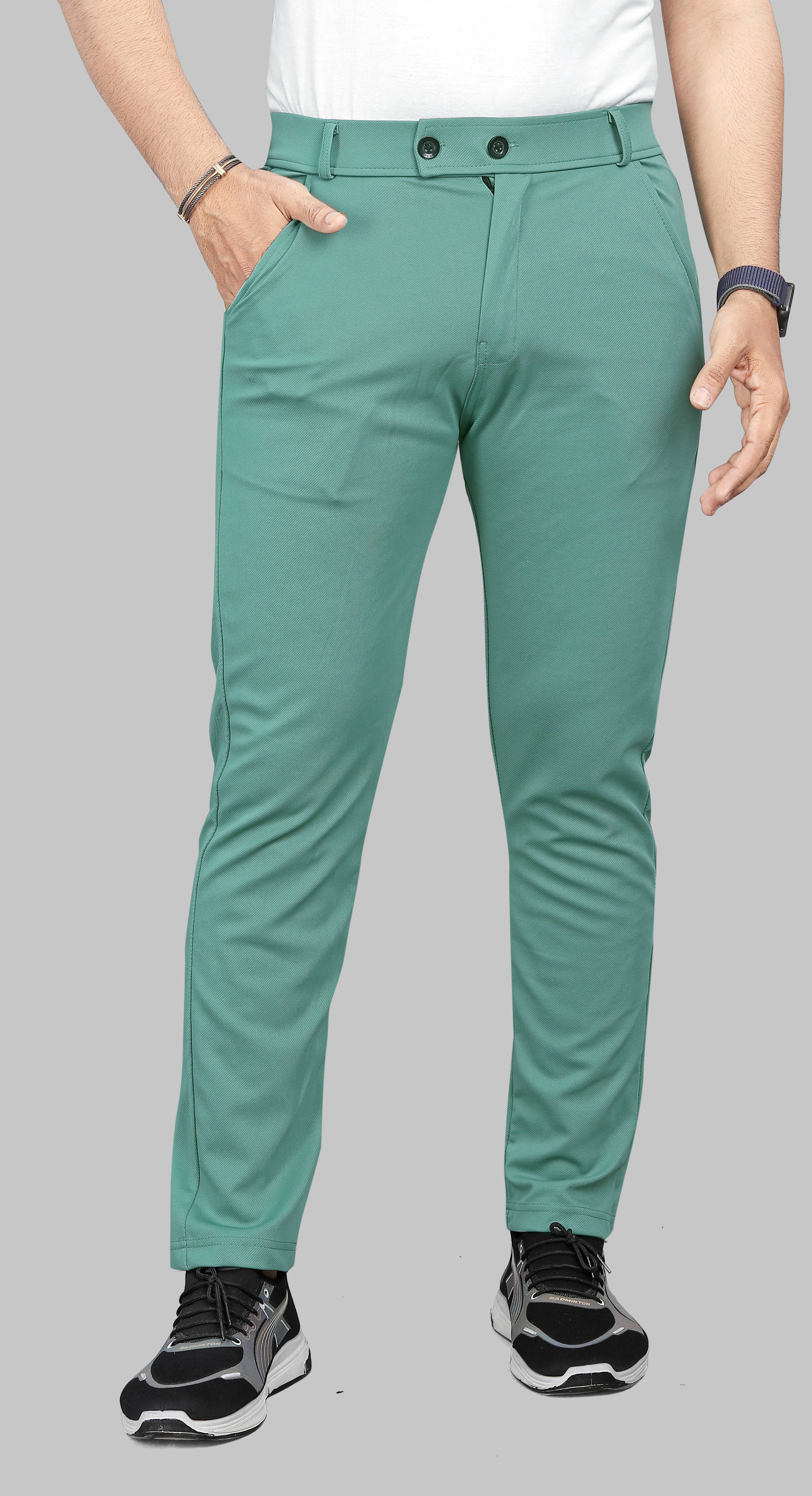     			COMBRAIDED Slim Flat Men's Trouser - Mint Green ( Pack of 1 )