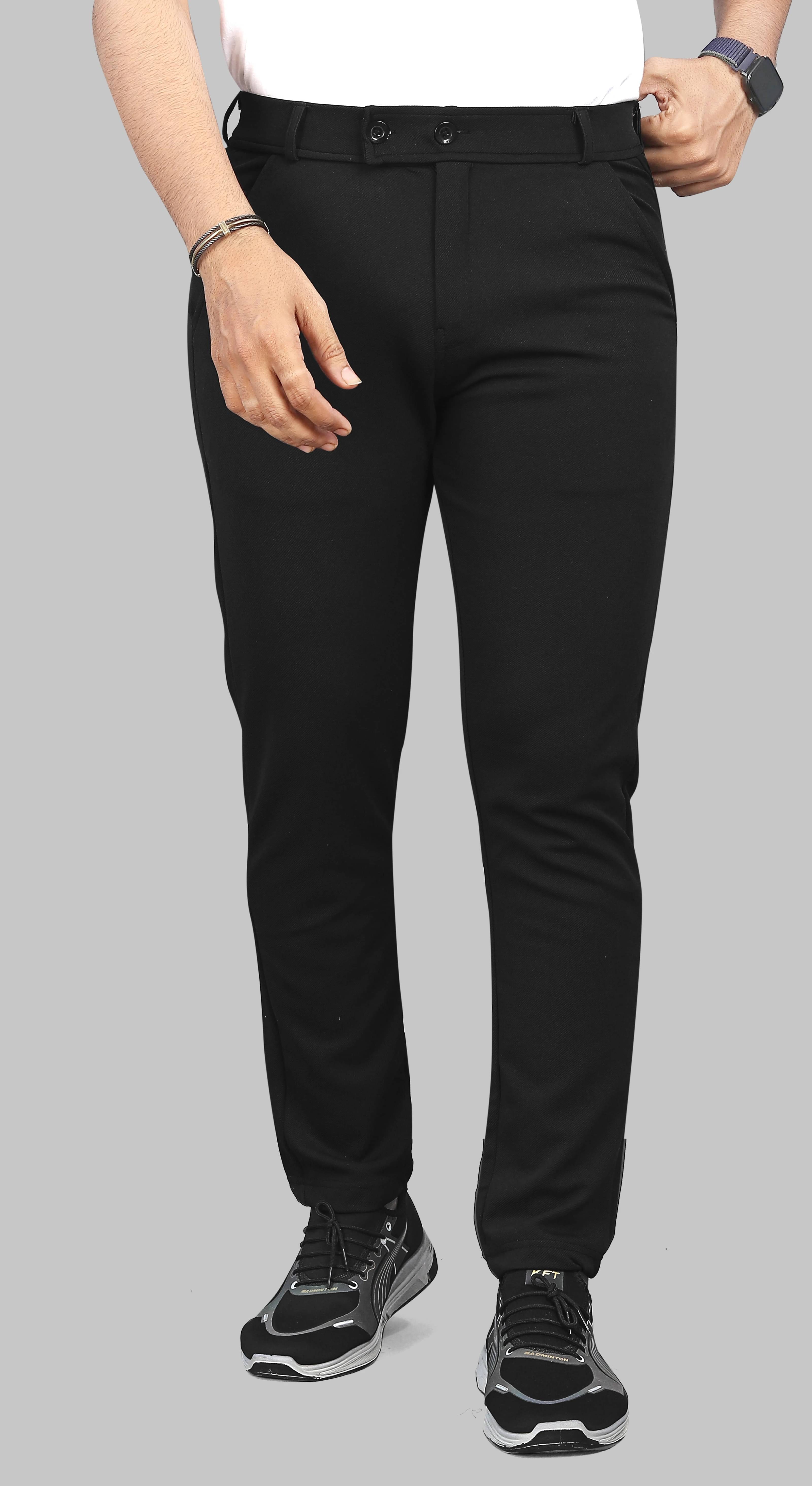     			COMBRAIDED Slim Flat Men's Trouser - Black ( Pack of 1 )