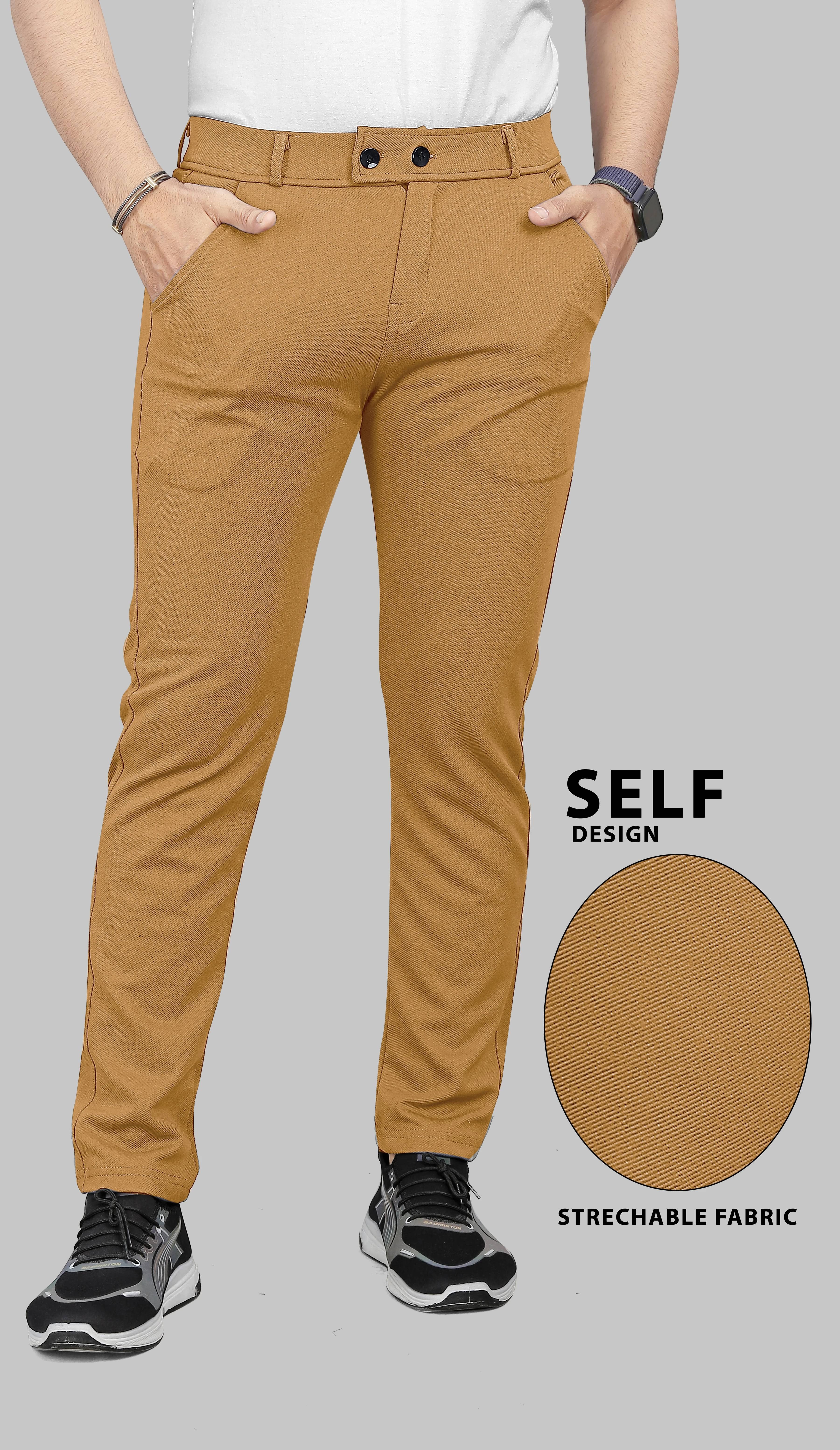     			COMBRAIDED Slim Flat Men's Trouser - Khaki ( Pack of 1 )