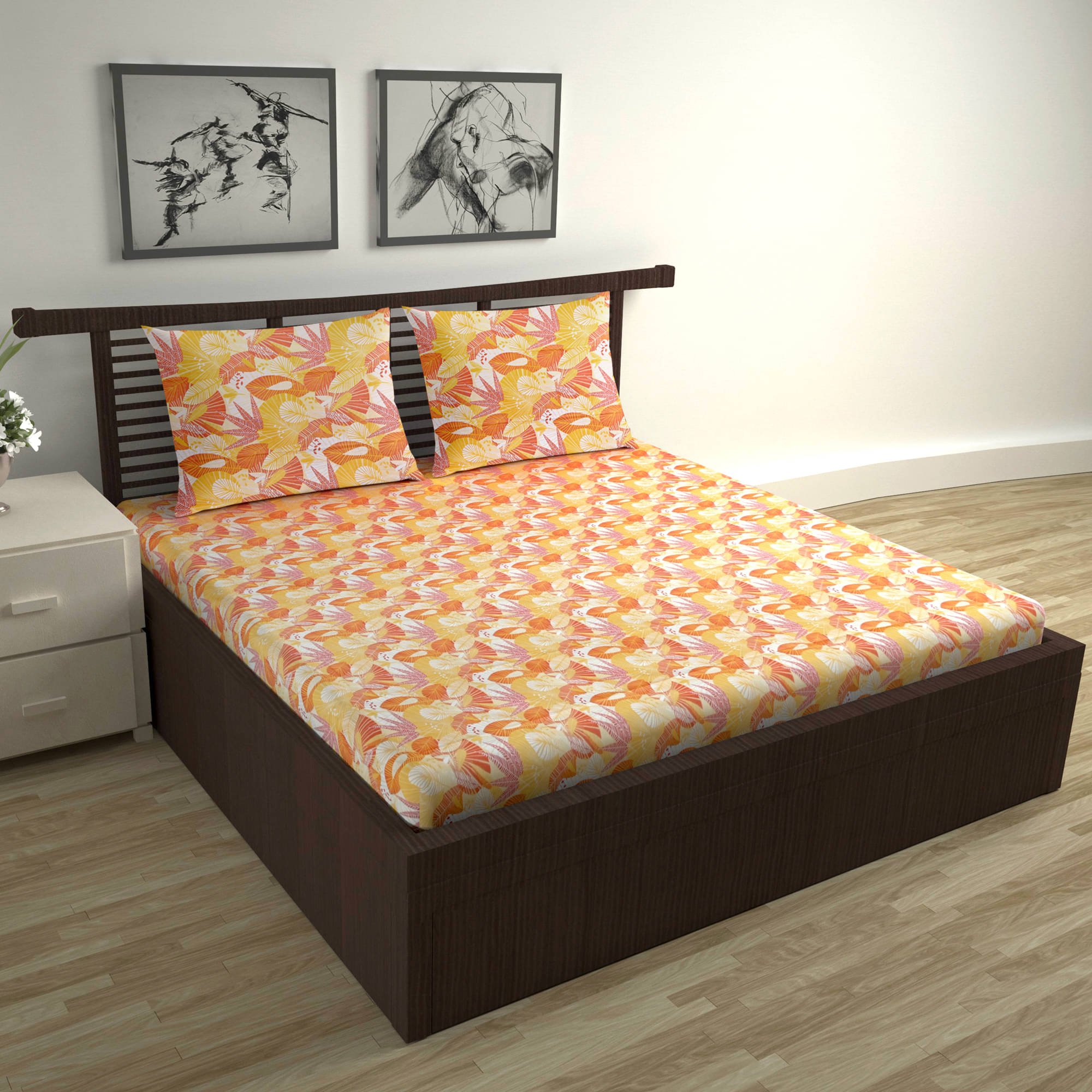 DIVINE CASA Cotton 1 Double Bedsheet with 2 Pillow Covers ( Peach ) DIVINE CASA Cotton 1 Double Bedsheet with 2 Pillow Covers ( Peach )