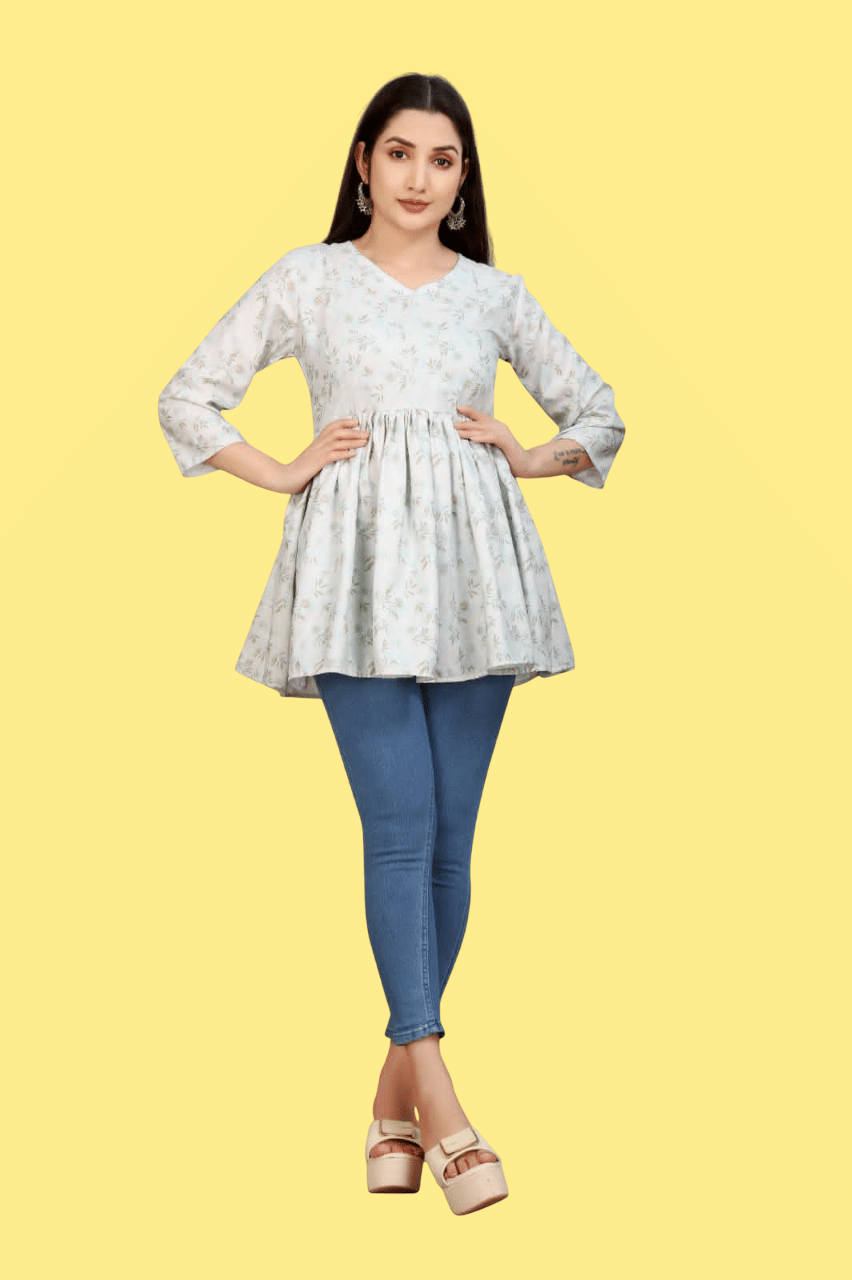     			Dhara Trends Women's Cotton Blend A-Line Top ( Grey )
