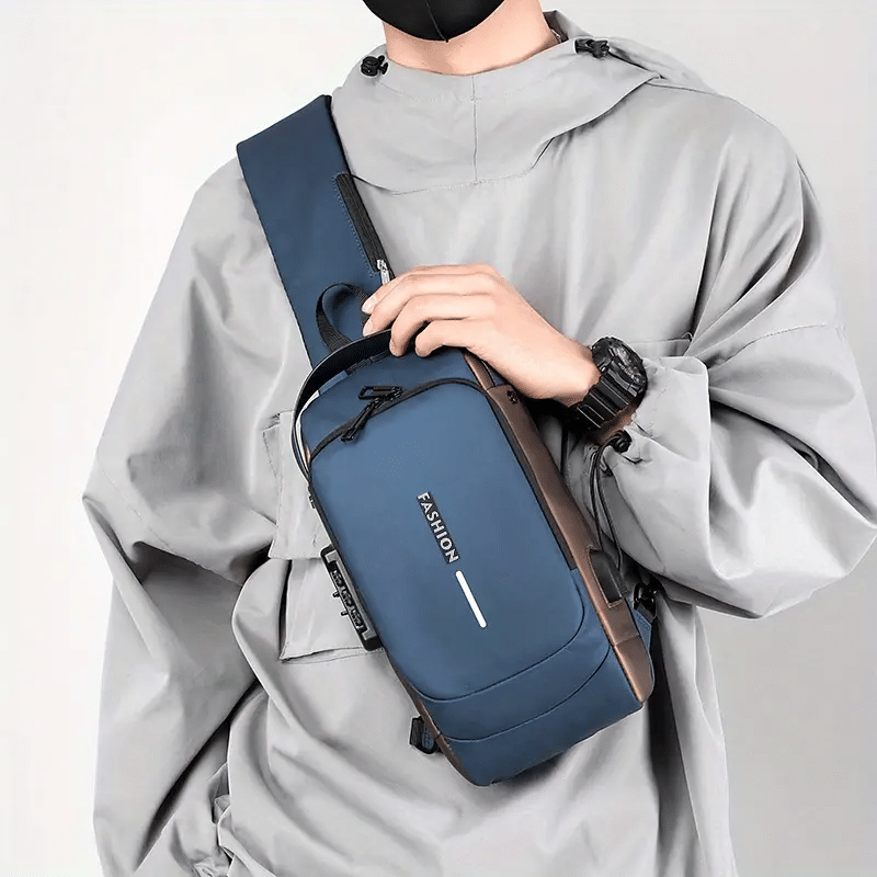     			Gjshop Blue Solid Messenger Bag