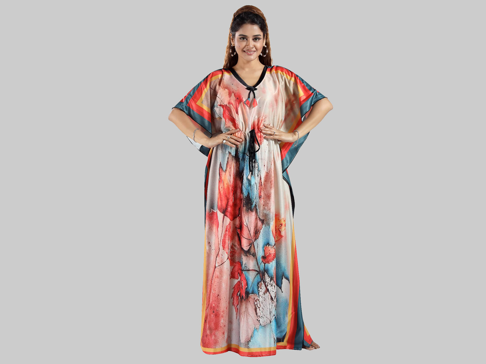     			Gutthi Grey Polyester Women's Nightwear Kaftan Night Dress ( Pack of 1 )