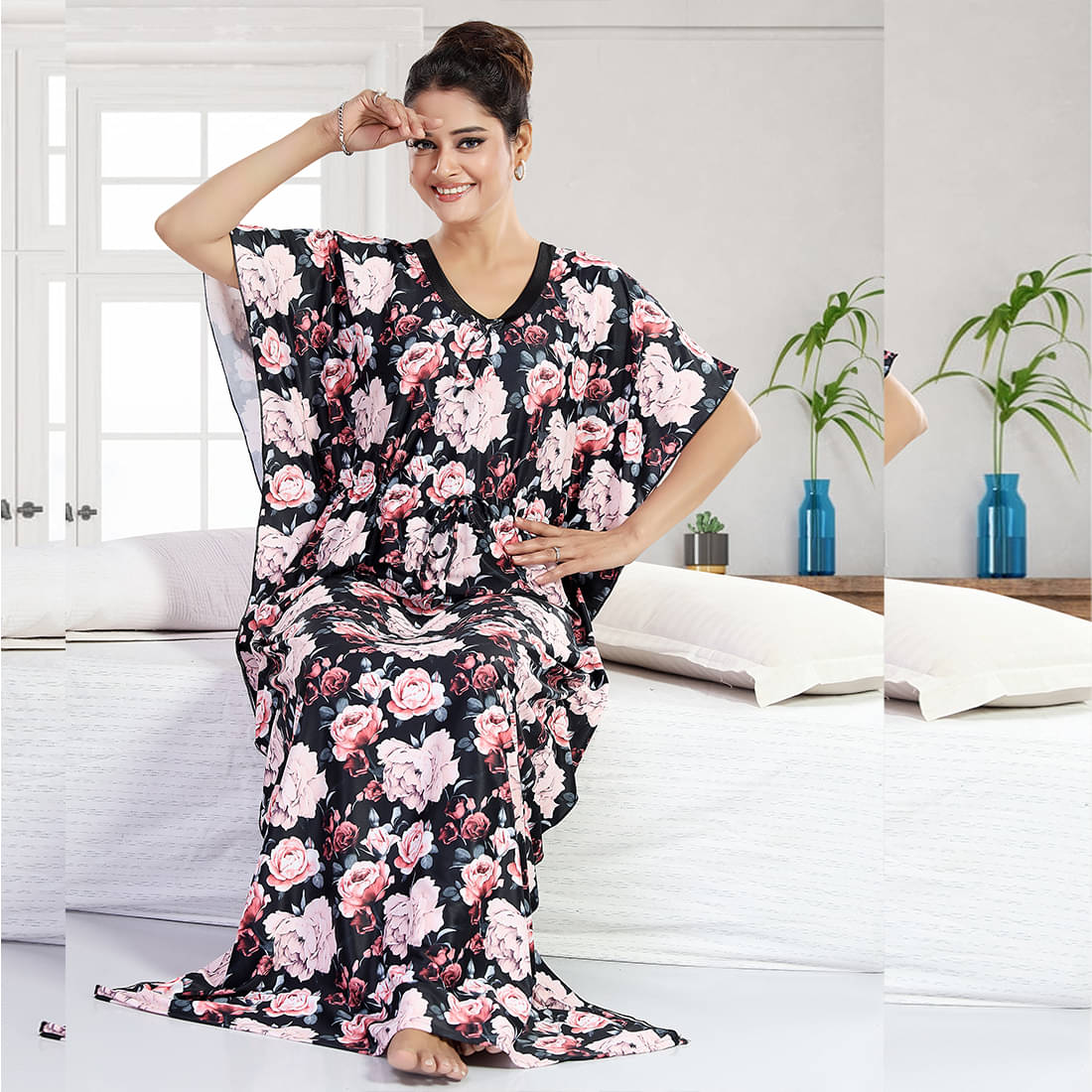     			Gutthi Multi Color Polyester Women's Nightwear Kaftan Night Dress ( Pack of 1 )