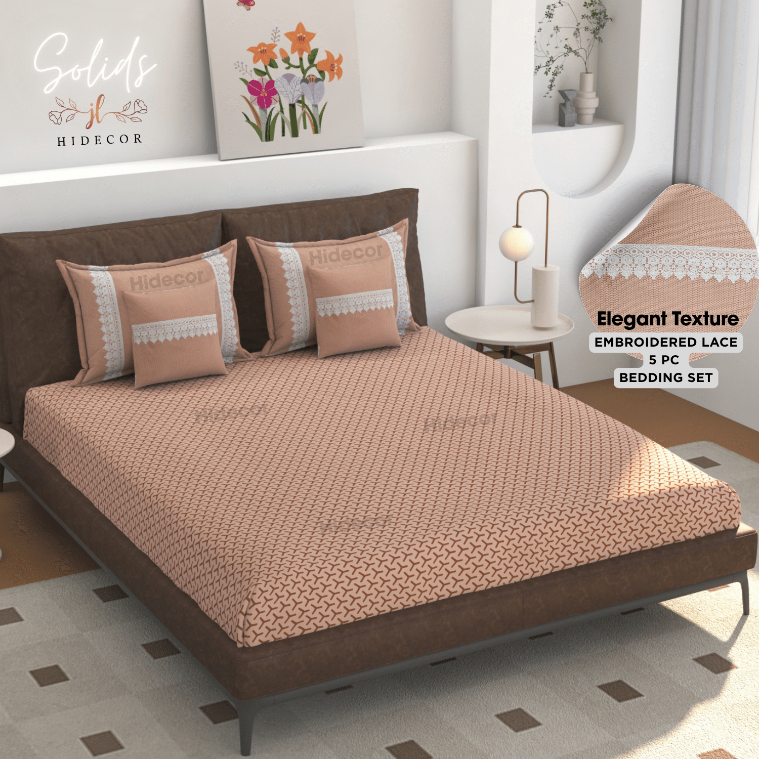     			HIDECOR Microfiber 1 Double Bedsheet with 2 Pillow Covers ( Brown )