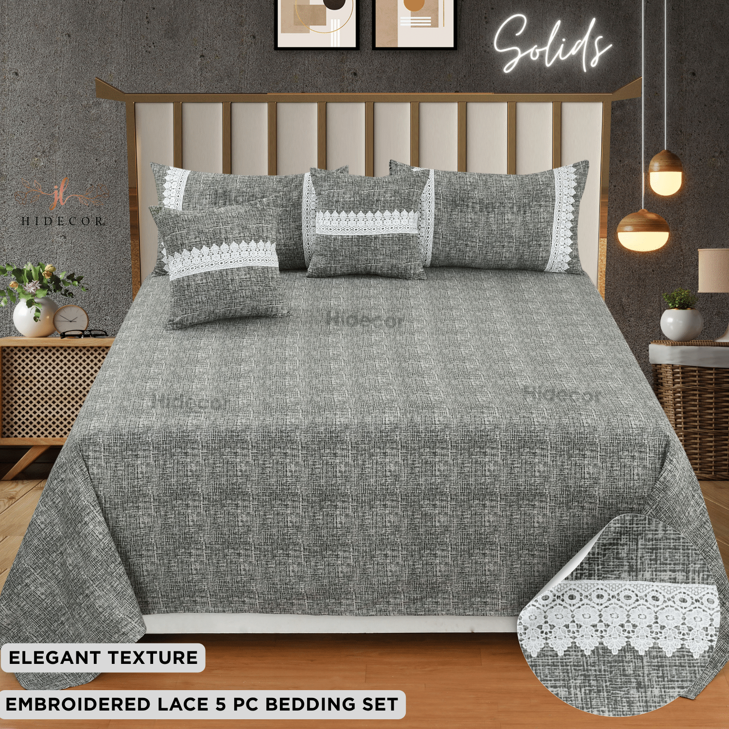     			HIDECOR Microfiber 1 Double Bedsheet with 2 Pillow Covers ( Grey )