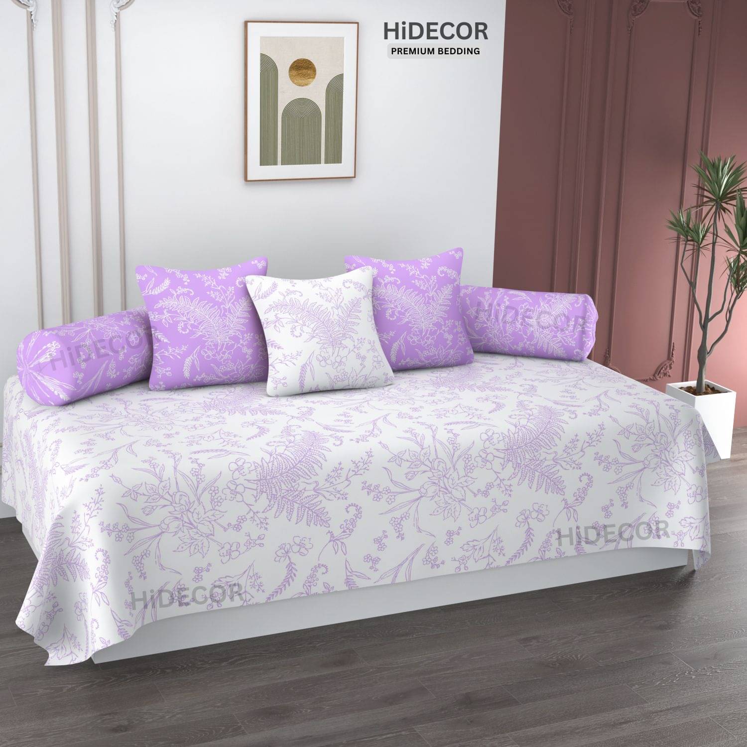 HIDECOR Microfibre Floral Diwan Set 6 Pcs - Multi HIDECOR Microfibre Floral Diwan Set 6 Pcs - Multi