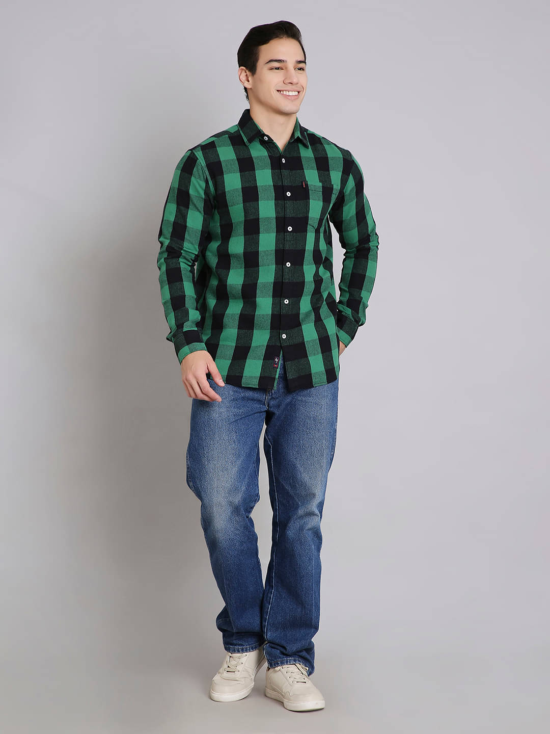     			HJ HASASI Cotton Blend Regular Fit Checks Full Sleeves Men's Casual Shirt - Green ( Pack of 1 )
