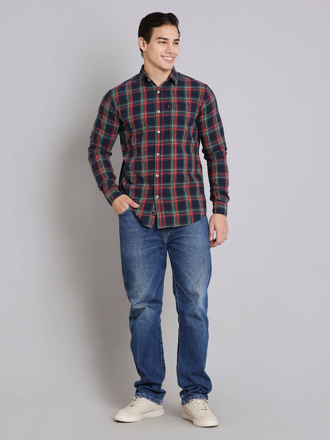     			HJ HASASI Cotton Blend Regular Fit Checks Full Sleeves Men's Casual Shirt - Blue ( Pack of 1 )