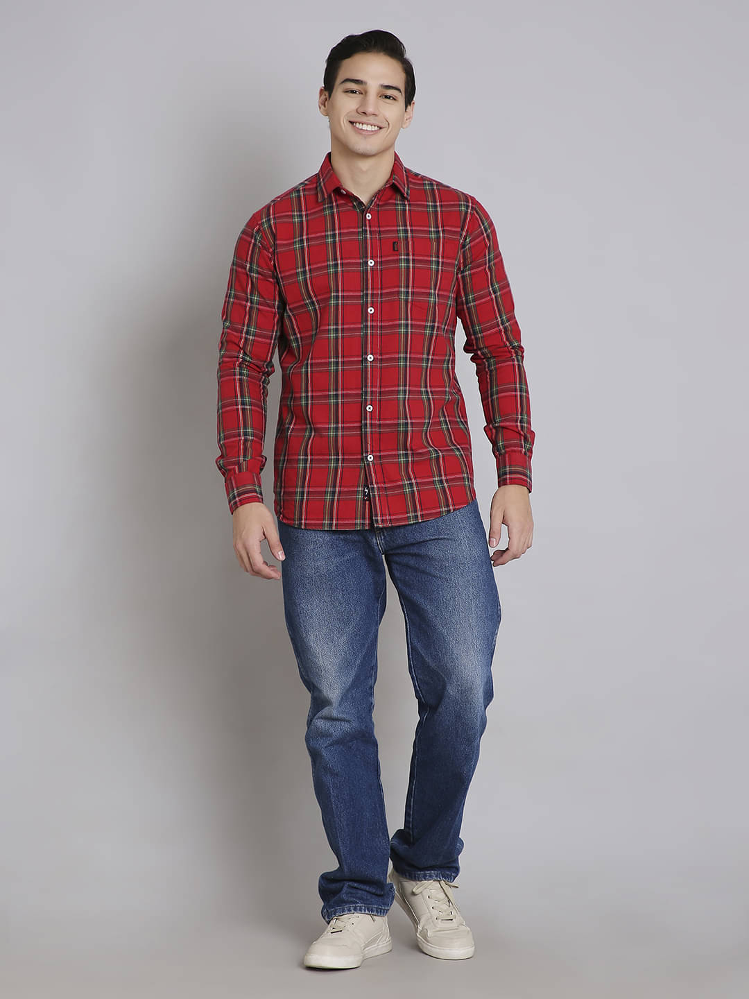     			HJ HASASI Cotton Blend Regular Fit Checks Full Sleeves Men's Casual Shirt - Red ( Pack of 1 )
