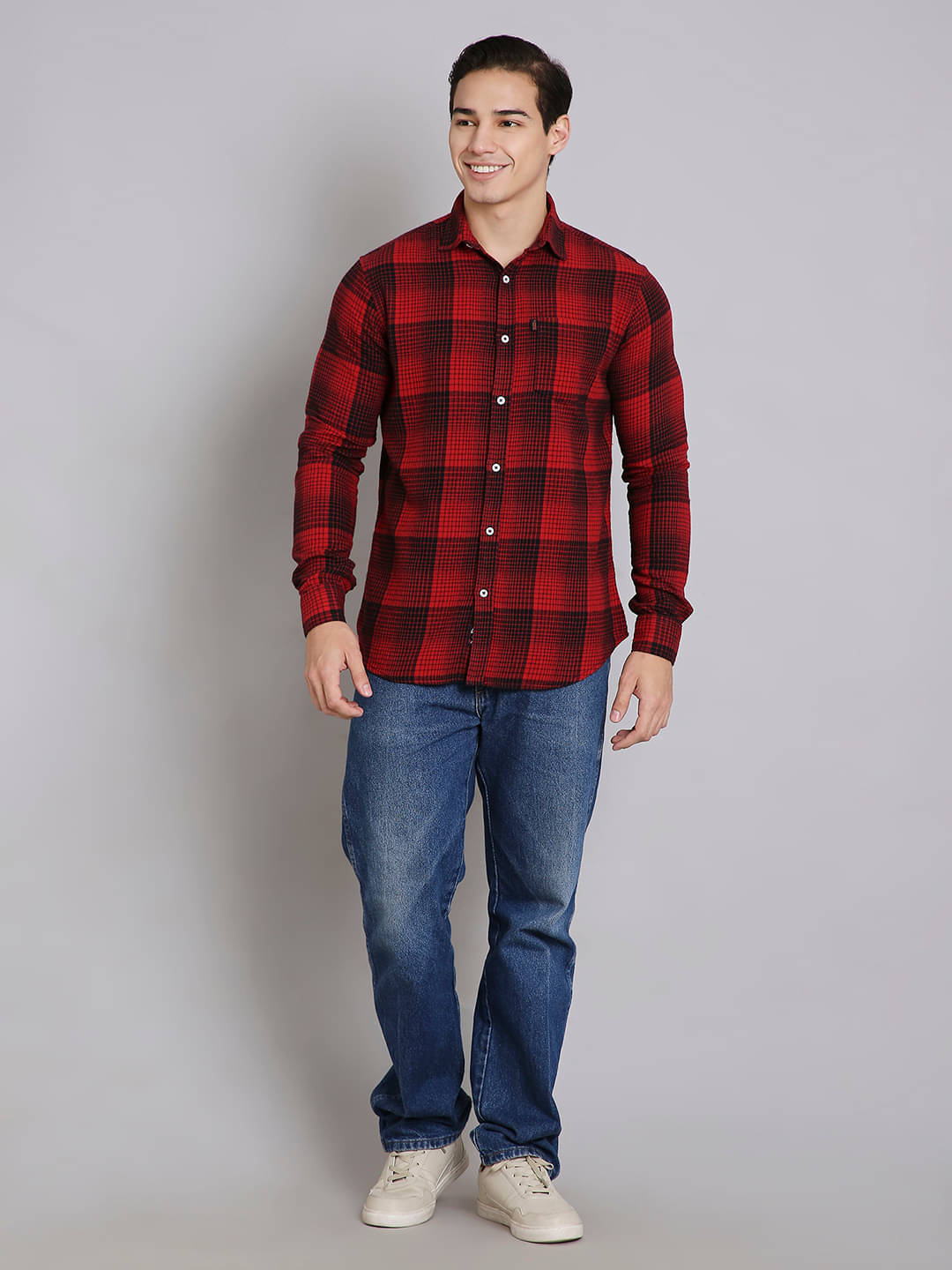     			HJ HASASI Cotton Blend Regular Fit Checks Full Sleeves Men's Casual Shirt - Red ( Pack of 1 )