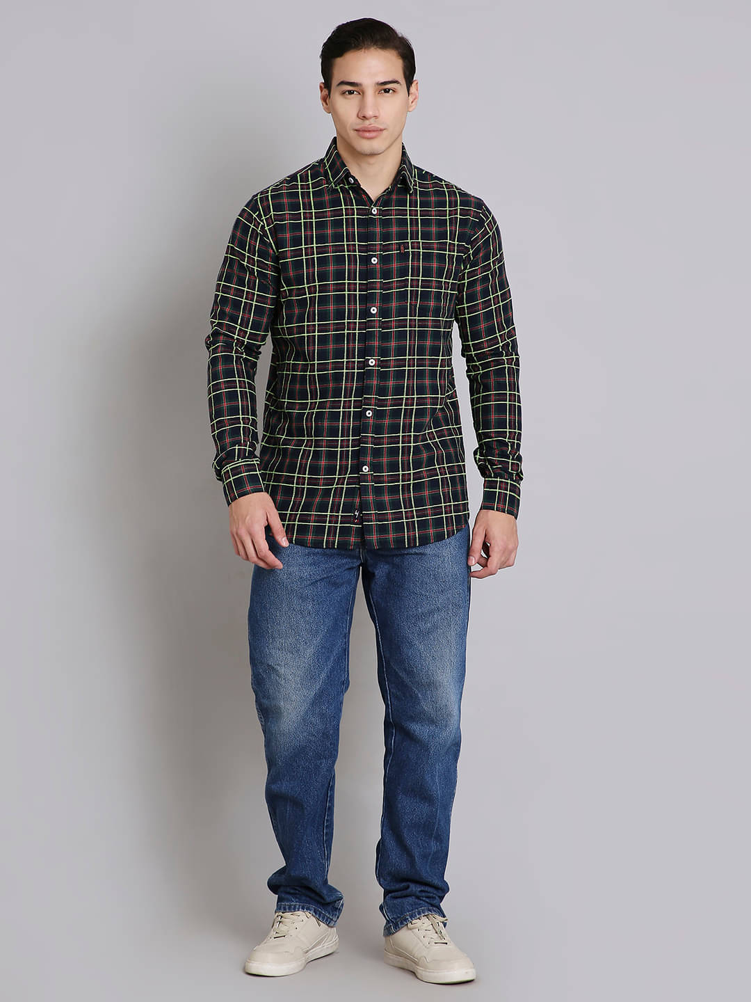 HJ HASASI Cotton Blend Regular Fit Checks Rollup Sleeves Men's Casual Shirt - Blue ( Pack of 1 ) HJ HASASI Cotton Blend Regular Fit Checks Rollup Sleeves Men's Casual Shirt - Blue ( Pack of 1 )