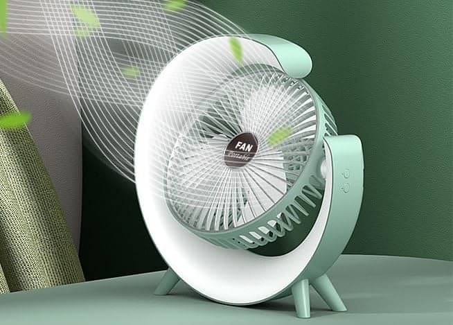     			High Speed Rechargeable Table Fan with LED Light, 5 Star 1400 mm 3 Blade Table Fan