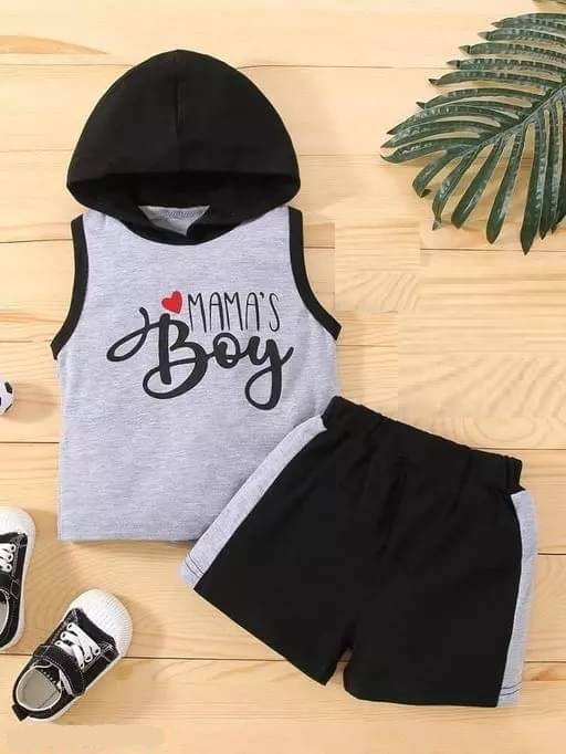     			JENNY GARMENT Pack of 1 Baby Boys Cotton Blend T-Shirts & Shorts Set ( Grey Melange )