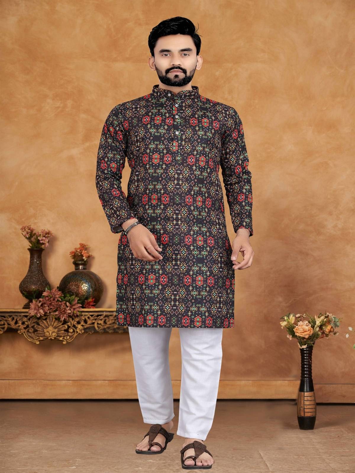 KC Kunj Creation Black Cotton Blend Men's Regular Kurta ( Pack of 1 ) KC Kunj Creation Black Cotton Blend Men's Regular Kurta ( Pack of 1 )