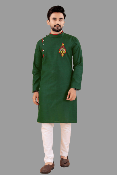     			KC Kunj Creation Green Cotton Blend Men's Regular Kurta ( Pack of 1 )