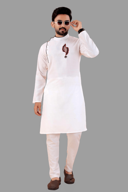 KC Kunj Creation White Cotton Blend Men's Regular Kurta ( Pack of 1 ) KC Kunj Creation White Cotton Blend Men's Regular Kurta ( Pack of 1 )