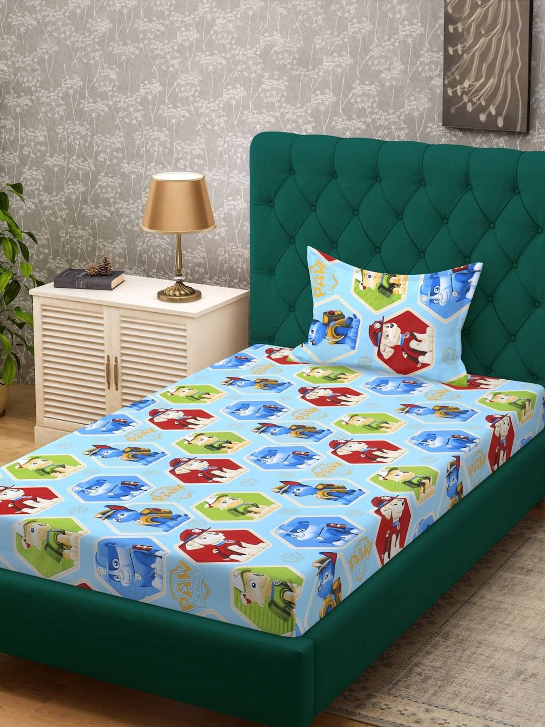     			Klotthe Cotton 1 Single Bedsheet with 1 Pillow Cover ( Blue )